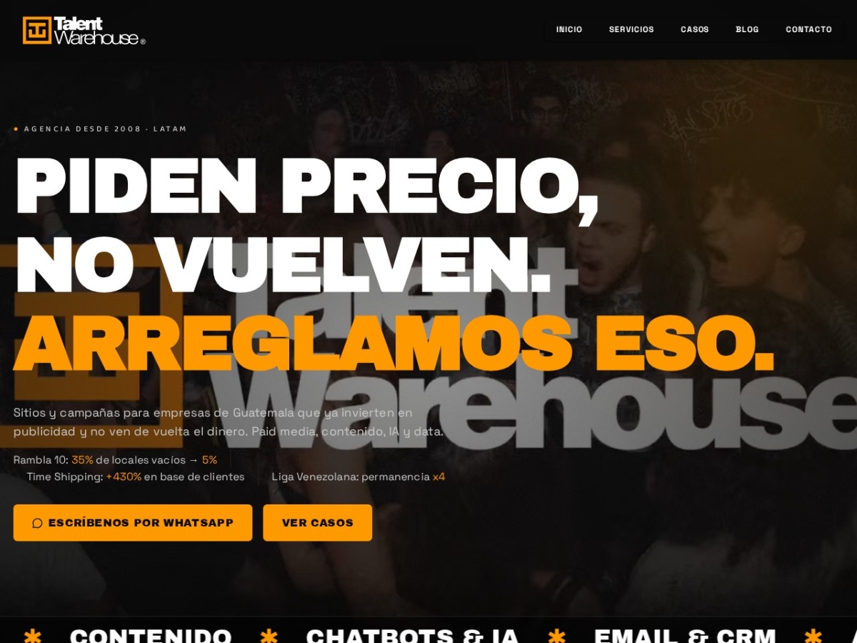 Captura del sitio Talent Warehouse
