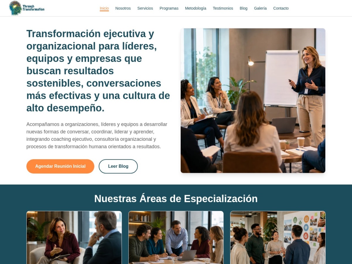Captura del sitio Through Transformation